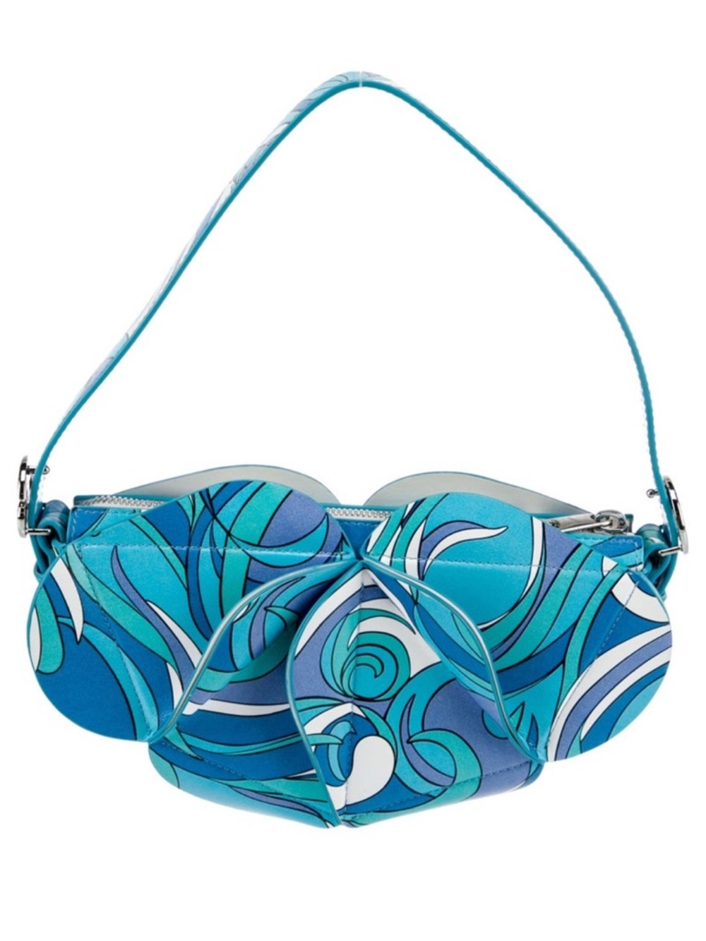 Coperni Leather Rare Oragami Blue Swirl Shoulder Bag